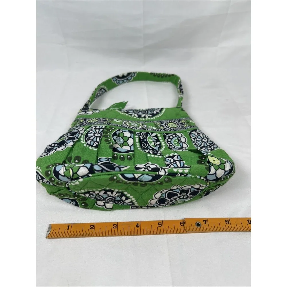 Vera Bradley Retired Hannah Handbag in Cupcakes Green Blue Pleated Small